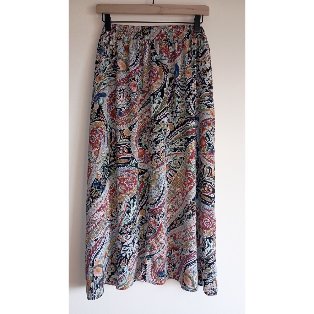 Vince Camuto Paisley Floral Midi Skirt Women's XL Boho Western Charm Lined Flowy - Picture 8 of 12